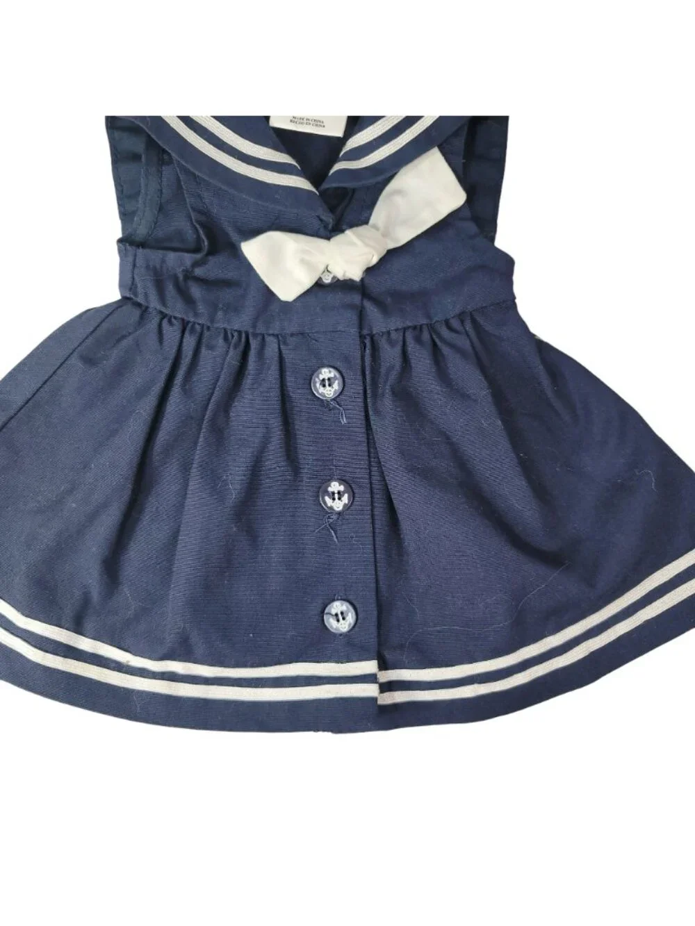Toddler Baby Girls Sailor Dress Blue White 2T Bow Buttons Sleeveless Stripe